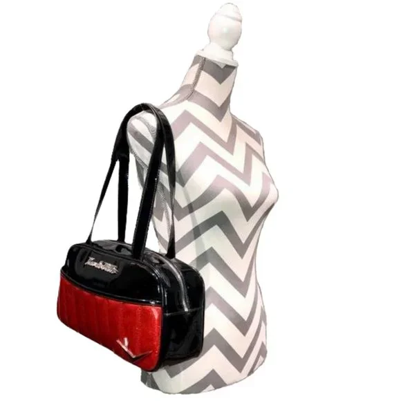 Lux de Ville Black and Red Sparkle Cruiser Tote - Picture 2 of 16